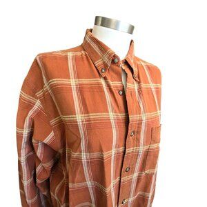 The Territory Ahead Orange Plaid Button-Down Shirt Womans Large Cotton CM2098